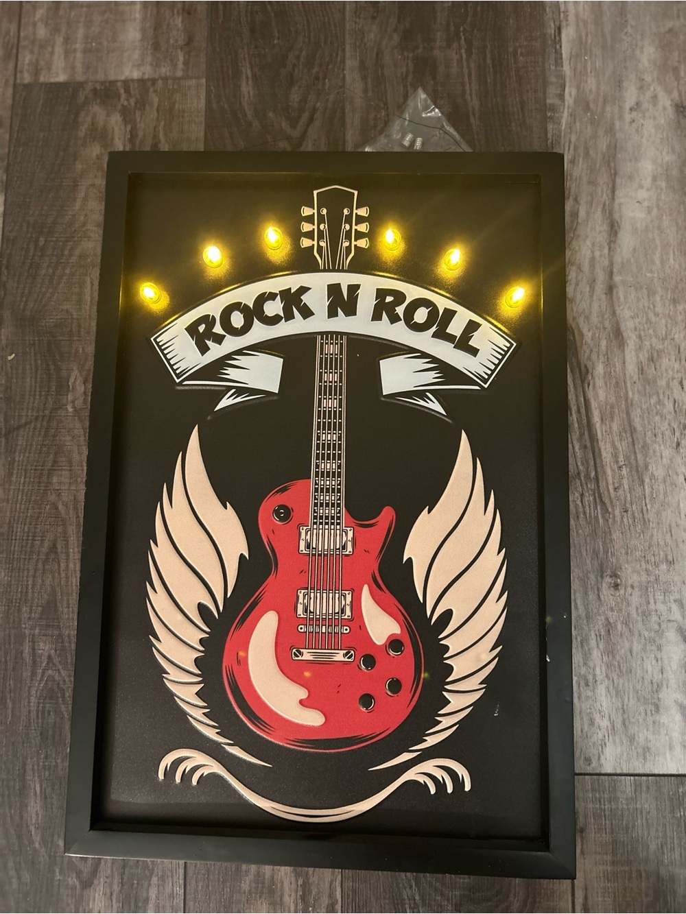 Private Label Red & Black Rock N Roll LED Guitar Wall Art